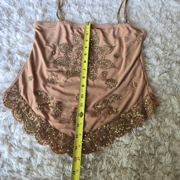 CRESSONG Brown Women's Top Embellished Size Medium Y2k - Picture 3 of 7